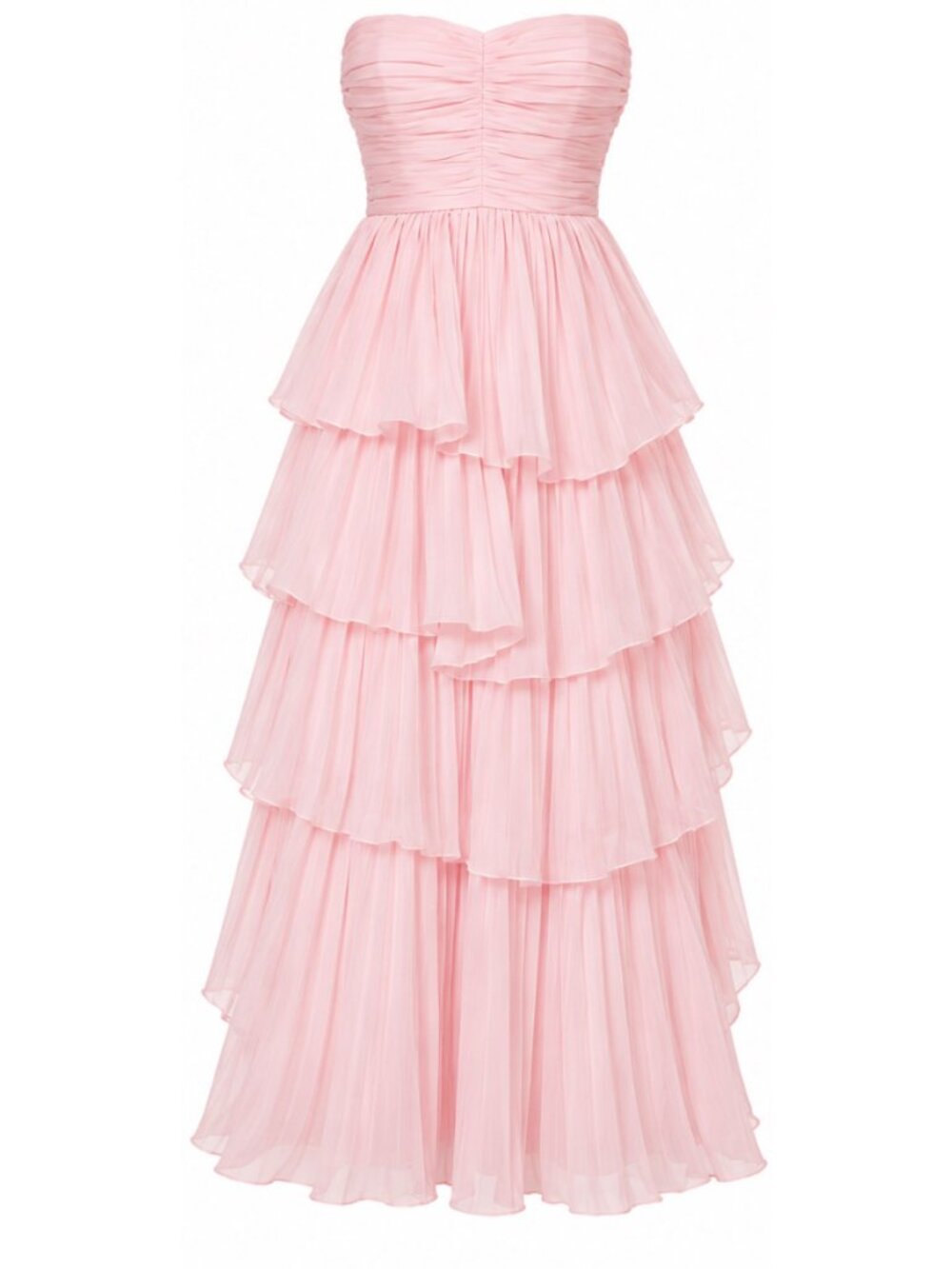 SMALL Pink Pleated Ruffle Gown